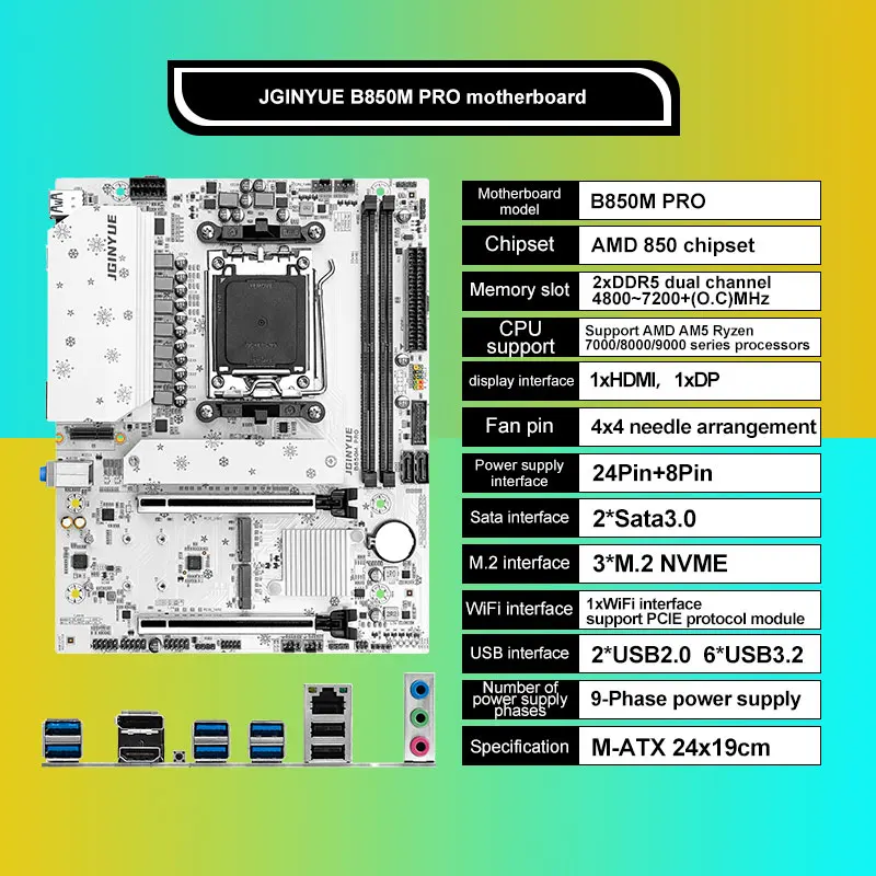 JGINYUE B850M โปรชุดเมนบอร์ดพร - Ddr5 6000Mhz บทวิจารณ์และราคา
